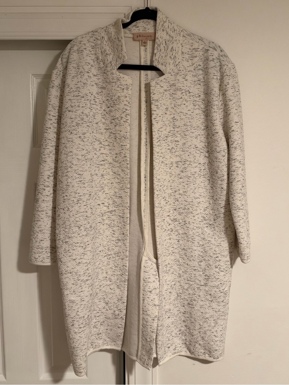 Philosophy Cream Marled Open-Front Sweater Coat